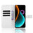 For Blackview Color 6 Leather Wallet Case with Strap Diamond Texture Phone Cover - White - 2