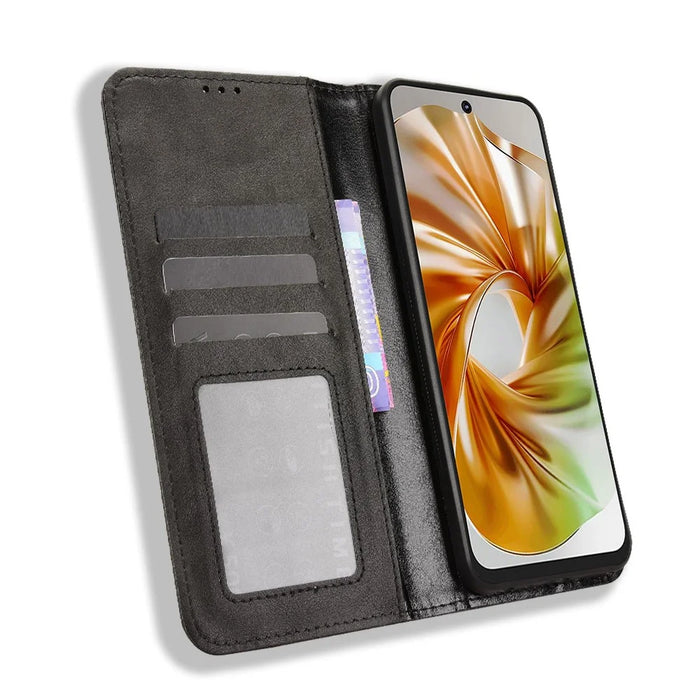 For ZTE nubia Focus 2 5G Leather Case Wallet Stand Retro Texture Phone Cover - Black - 2
