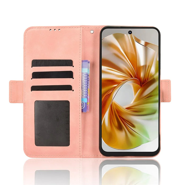 For ZTE nubia Focus 2 5G Leather Case Phone Wallet Cover with Multiple Card Slots - Pink - 2