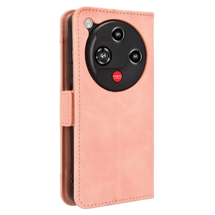 For ZTE nubia Focus 2 5G Leather Case Phone Wallet Cover with Multiple Card Slots - Pink - 7