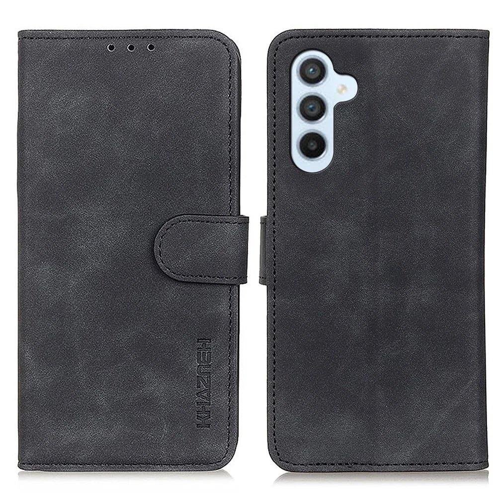 KHAZNEH For Samsung Galaxy S26 Case PU Leather Retro Texture Phone Cover - Black - 1