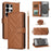 For Samsung Galaxy S26 Ultra Case with Shoulder / Wrist Strap Leather Phone Cover Stand Wallet - Brown - 1