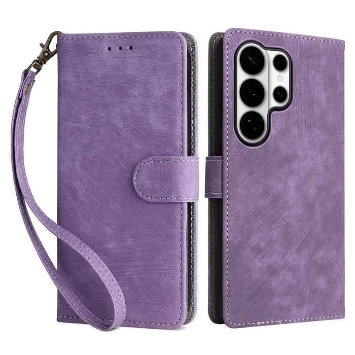 For Samsung Galaxy S26 Ultra Case Wallet RFID Blocking PU Leather Phone Cover Stand with Strap - Purple - 1