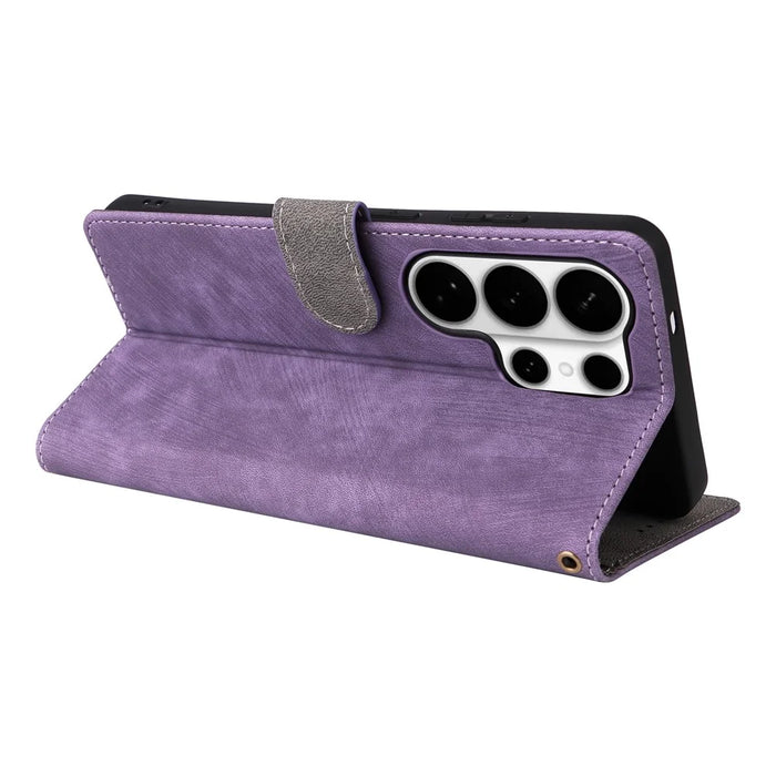 For Samsung Galaxy S26 Ultra Case Wallet RFID Blocking PU Leather Phone Cover Stand with Strap - Purple - 4