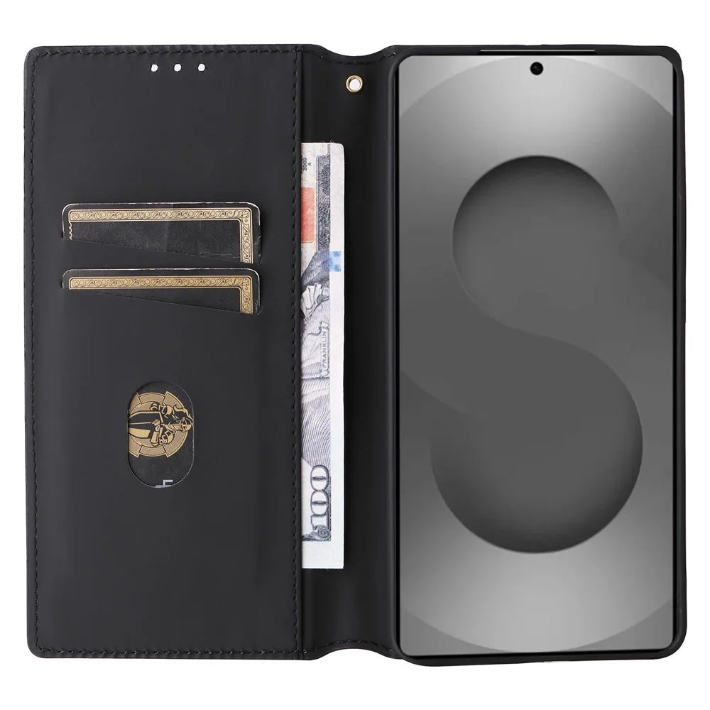 For Samsung Galaxy S26 Ultra Case Wallet Rhombus Imprinted Leather Phone Cover - Silver - 2