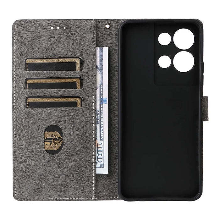 For TCL K33 5G / K32 5G Case Wallet RFID Blocking PU Leather Phone Cover Stand with Strap - Black - 3