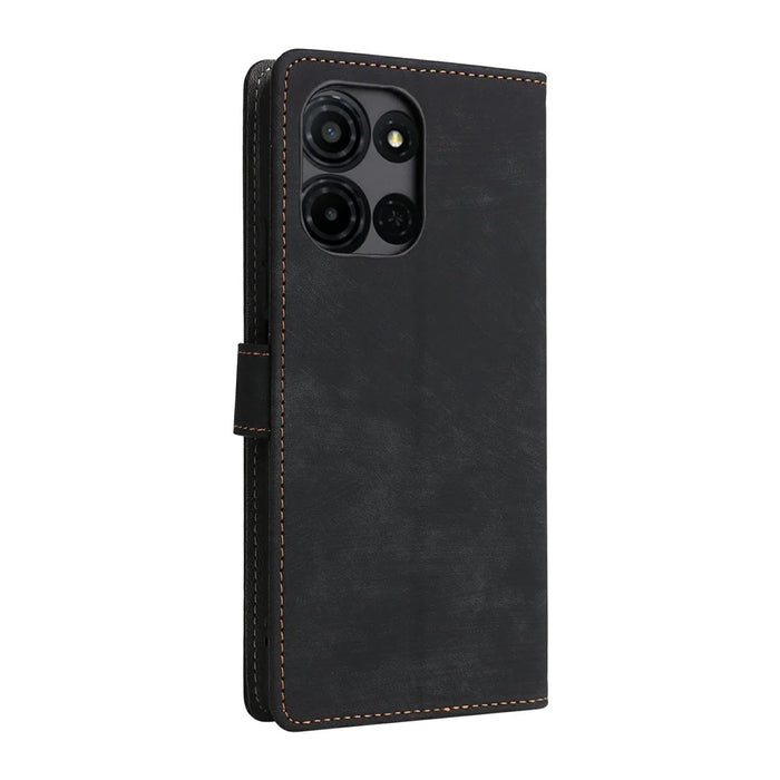 For TCL K33 5G / K32 5G Case Wallet RFID Blocking PU Leather Phone Cover Stand with Strap - Black - 7