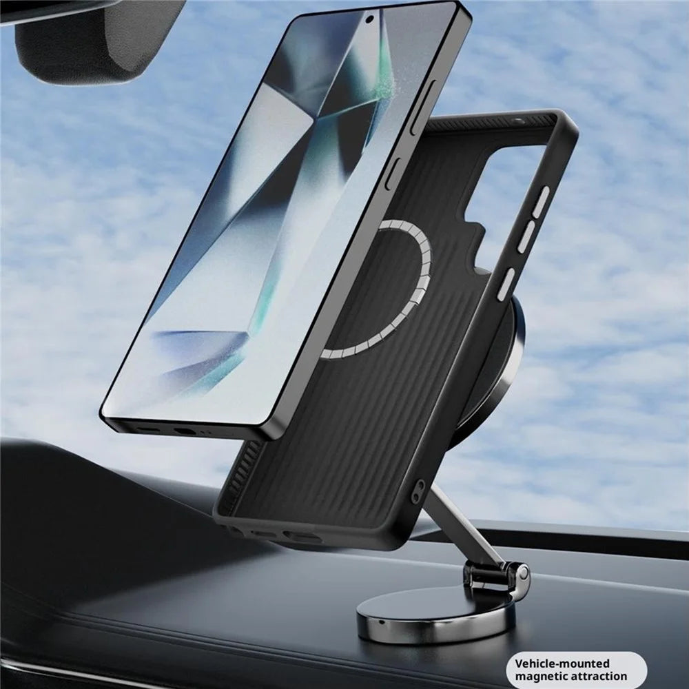 ABEEL For Samsung Galaxy S24 Ultra Magnetic Case Carbon Fiber Texture Back Cover - Black - 5