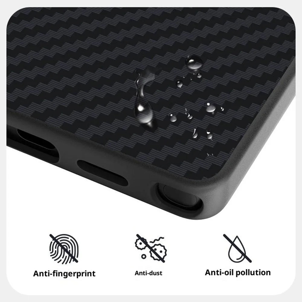 ABEEL For Samsung Galaxy S24 Ultra Magnetic Case Carbon Fiber Texture Back Cover - Black - 6
