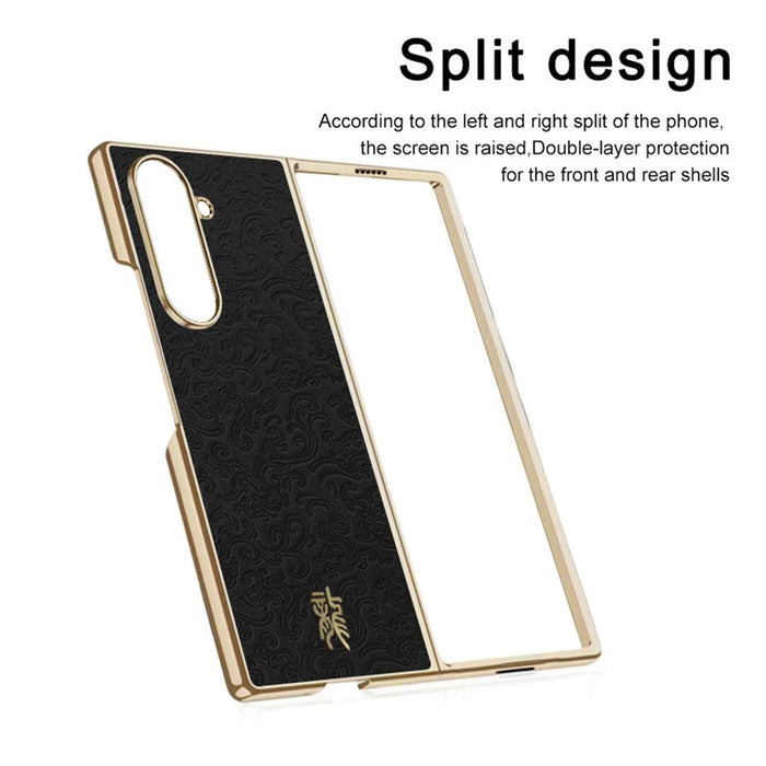 For Samsung Galaxy Z Fold7 5G Case Loong Pattern Electroplated PC Folding Phone Cover - Black - 2