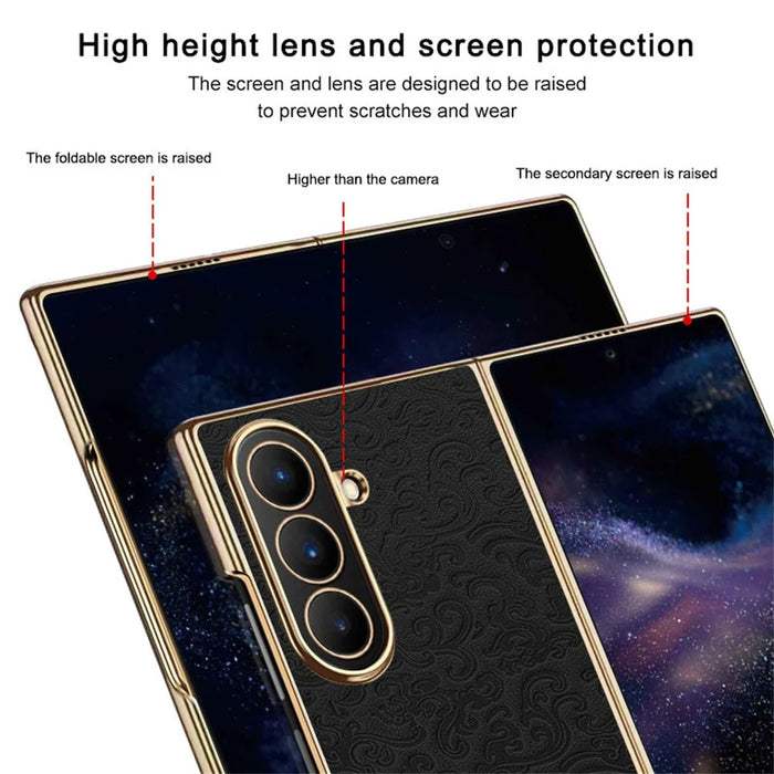 For Samsung Galaxy Z Fold7 5G Case Loong Pattern Electroplated PC Folding Phone Cover - Black - 4