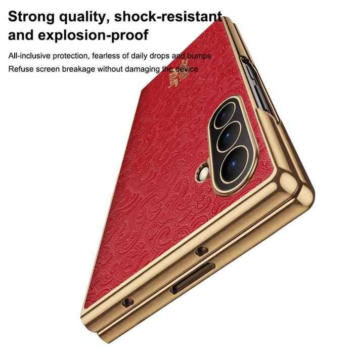 For Samsung Galaxy Z Fold7 5G Case Loong Pattern Electroplated PC Folding Phone Cover - Black - 5