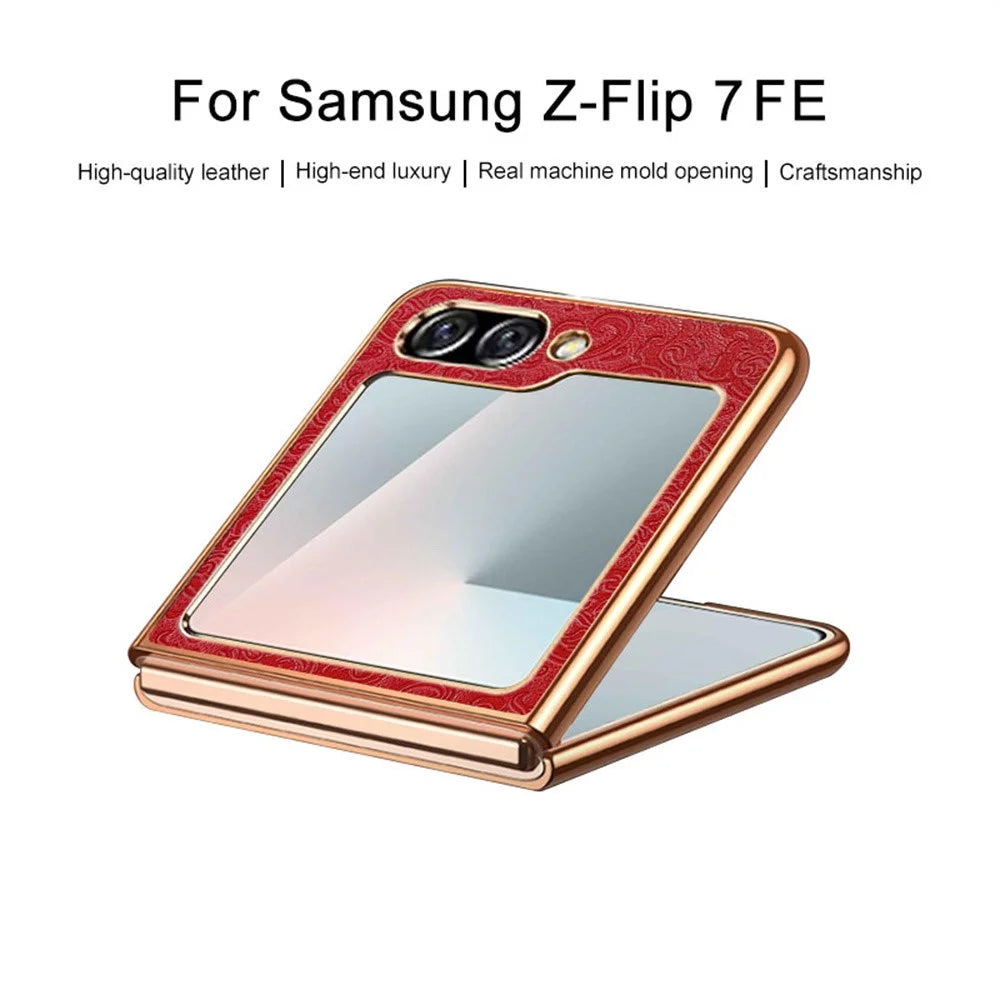 For Samsung Galaxy Z Flip7 FE 5G / Flip6 5G Case Loong Pattern Electroplated PC Folding Phone Cover - Red - 4
