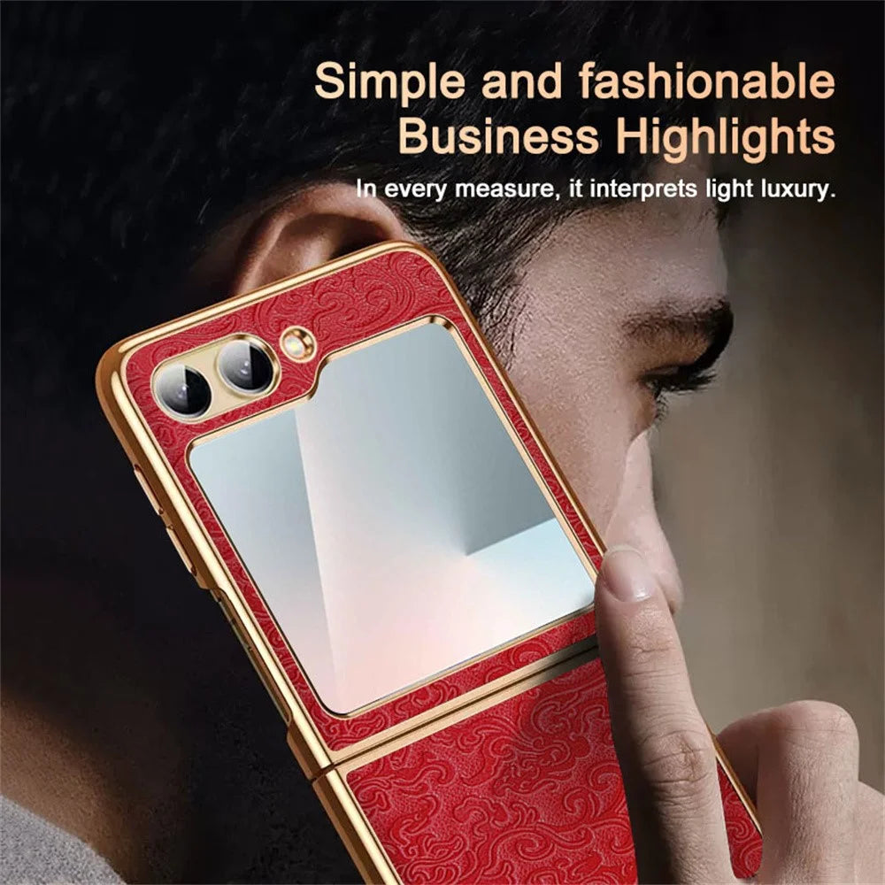 For Samsung Galaxy Z Flip7 FE 5G / Flip6 5G Case Loong Pattern Electroplated PC Folding Phone Cover - Red - 5