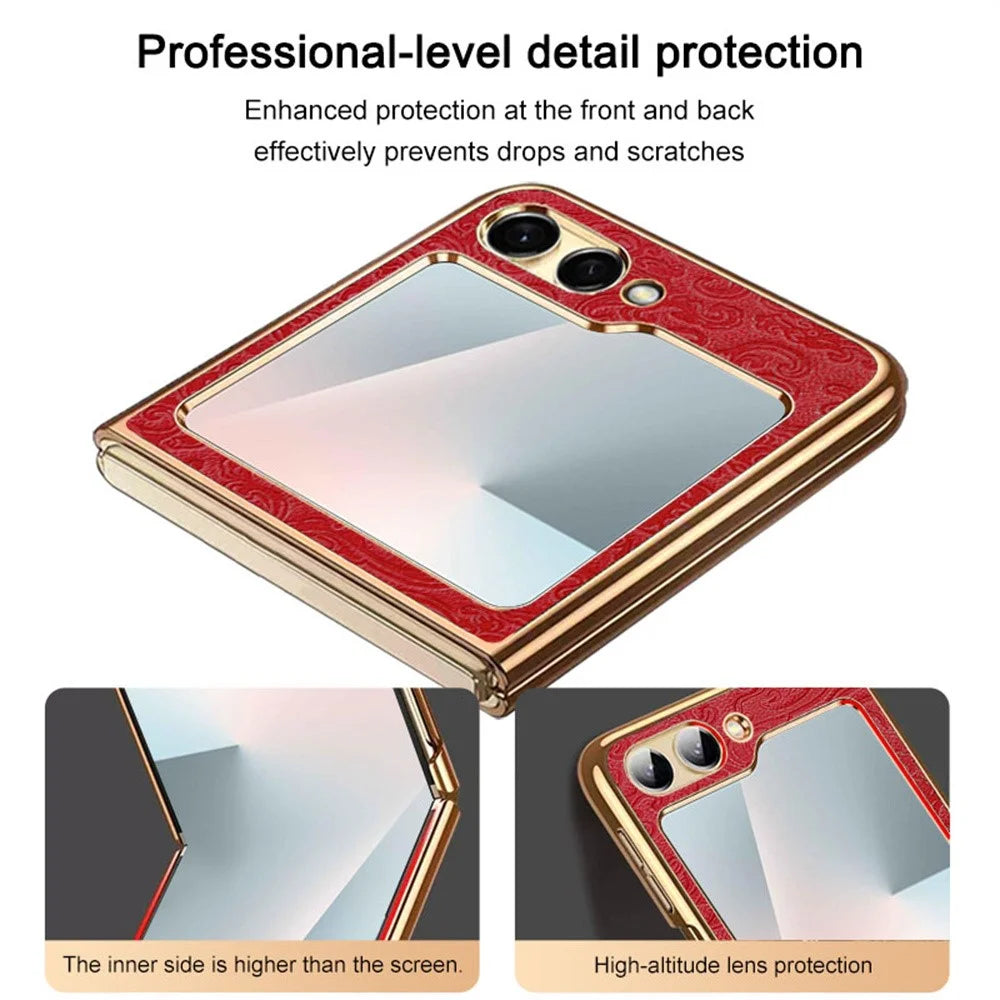 For Samsung Galaxy Z Flip7 FE 5G / Flip6 5G Case Loong Pattern Electroplated PC Folding Phone Cover - Red - 7