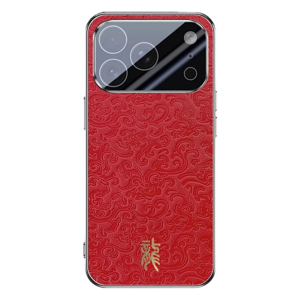 For iPhone 17 Pro Case Loong Pattern Electroplated PC + TPU Shockproof Phone Cover - Red - 1