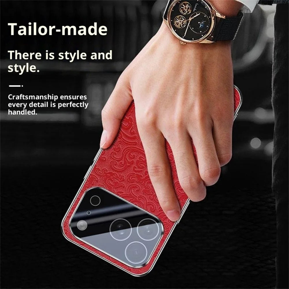For iPhone 17 Pro Case Loong Pattern Electroplated PC + TPU Shockproof Phone Cover - Red - 6