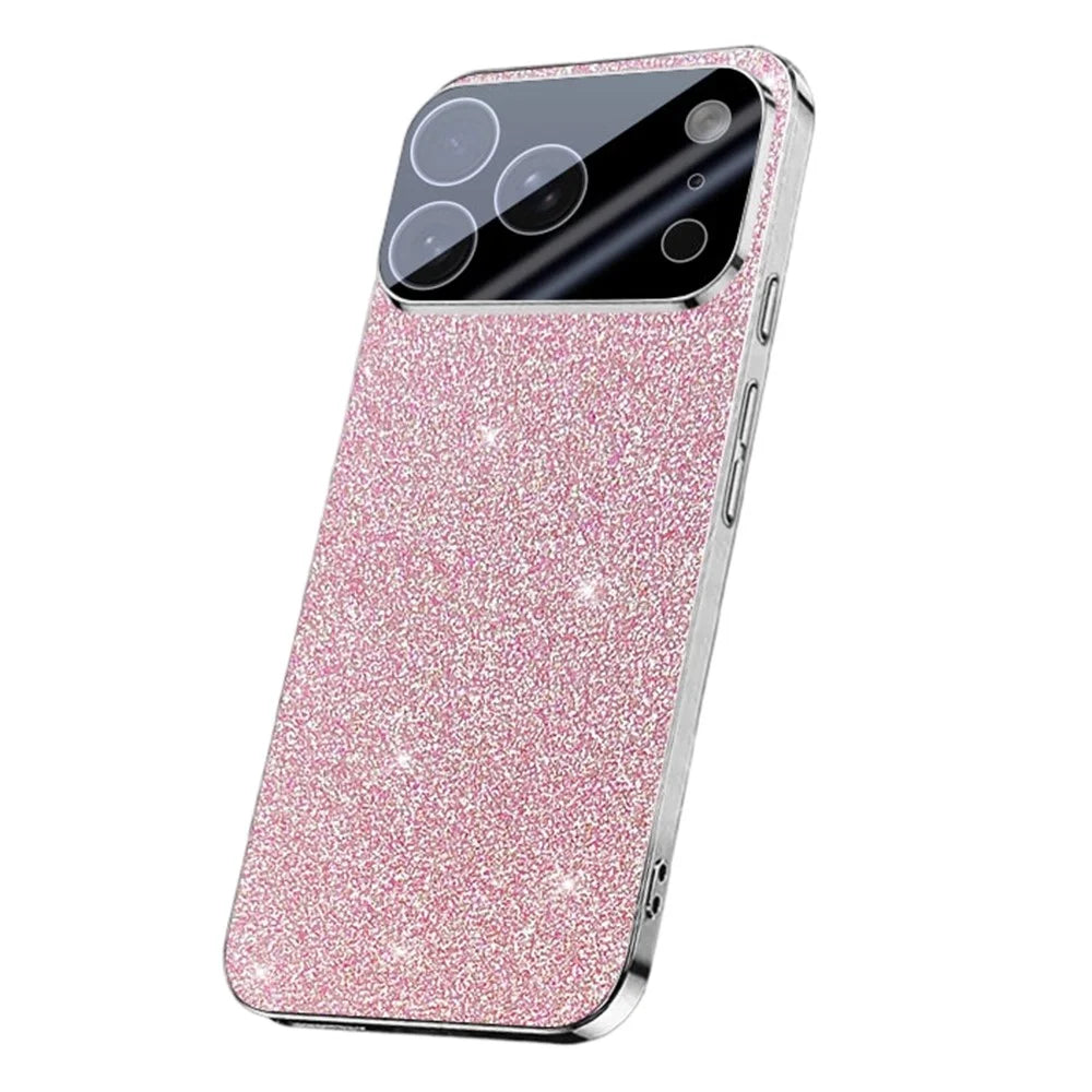 For iPhone 17 Pro Case Sparkling Starlight Glitter Electroplated Shockproof PC + TPU Phone Cover - Pink - 1