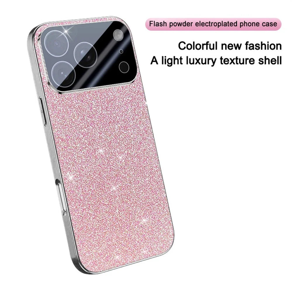 For iPhone 17 Pro Case Sparkling Starlight Glitter Electroplated Shockproof PC + TPU Phone Cover - Pink - 2