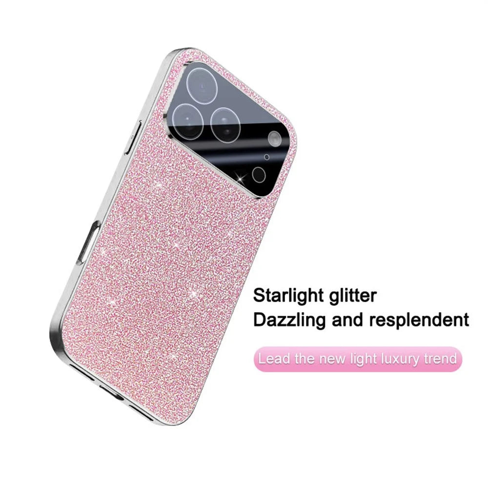 For iPhone 17 Pro Case Sparkling Starlight Glitter Electroplated Shockproof PC + TPU Phone Cover - Pink - 3