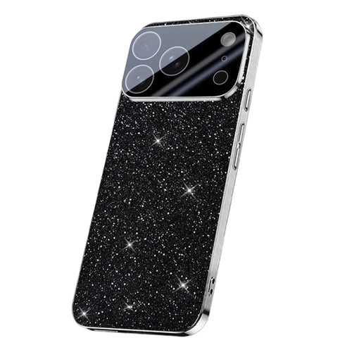 For iPhone 17 Pro Max Case Sparkling Starlight Glitter Electroplated Shockproof PC + TPU Phone Cover - Black - 1