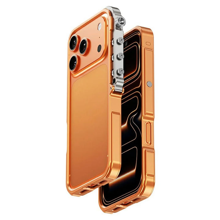 For iPhone 17 Pro Max Bumper Case Aluminum Alloy Metal Frame Phone Cover - Orange - 1