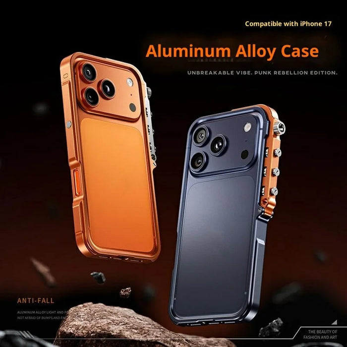 For iPhone 17 Pro Max Bumper Case Aluminum Alloy Metal Frame Phone Cover - Orange - 2
