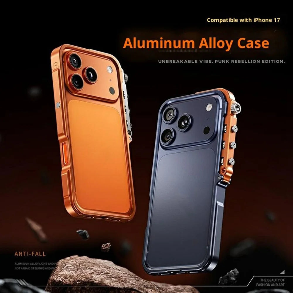 For iPhone 17 Pro Bumper Case Aluminum Alloy Metal Frame Phone Cover - Orange - 2