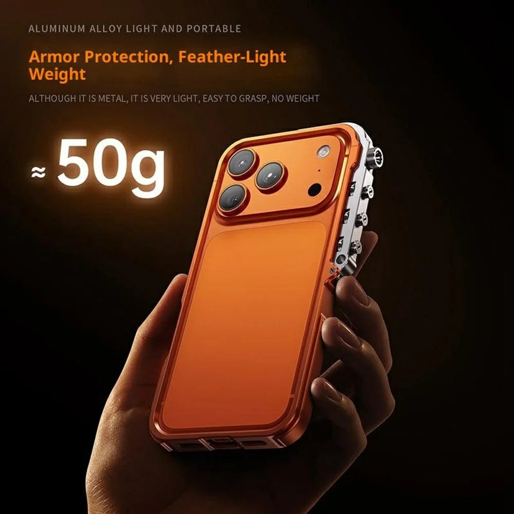 For iPhone 17 Pro Bumper Case Aluminum Alloy Metal Frame Phone Cover - Orange - 5