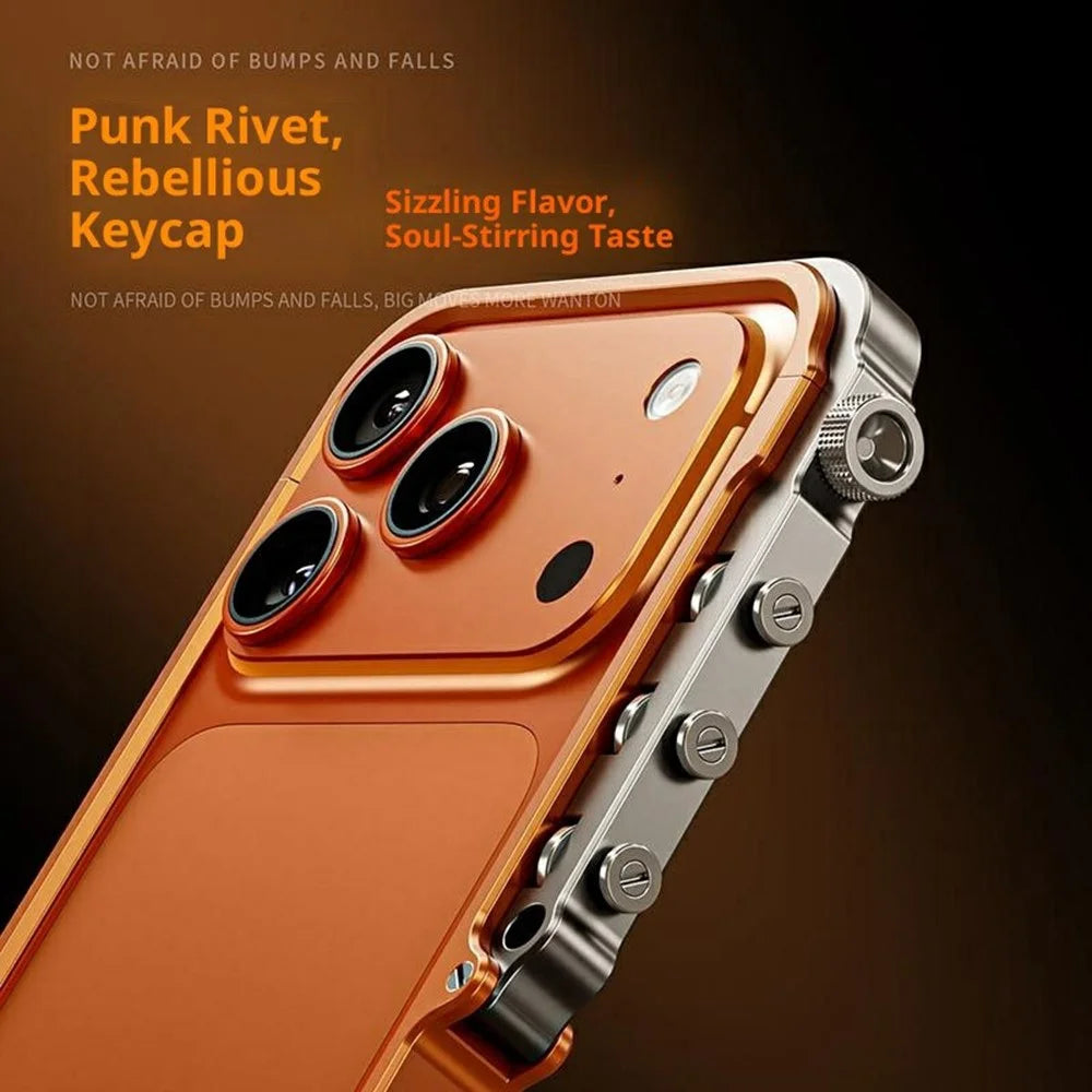 For iPhone 17 Pro Bumper Case Aluminum Alloy Metal Frame Phone Cover - Orange - 6
