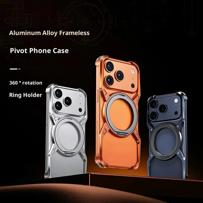 For iPhone 17 Pro Case Kickstand Frameless Aluminum Alloy Bumper Phone Cover - Orange - 2