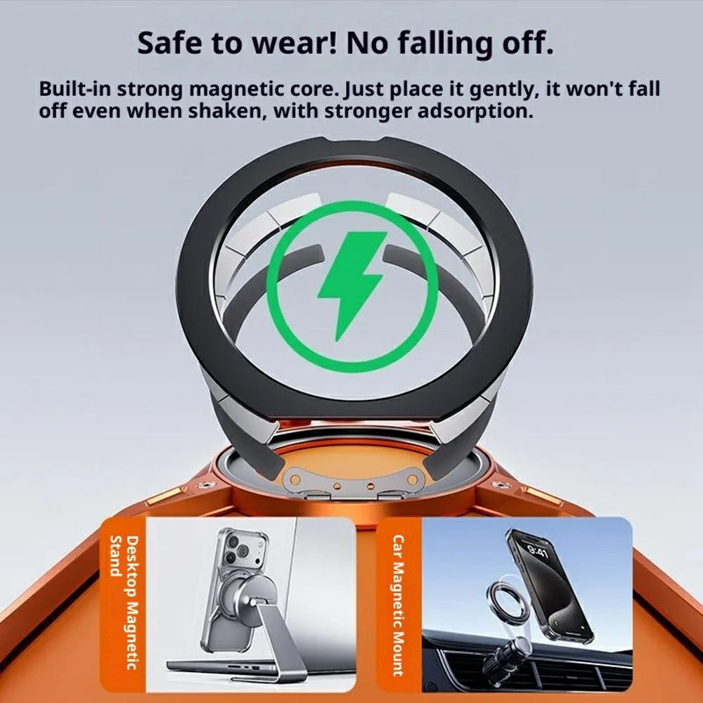 For iPhone 17 Pro Max Case Kickstand Frameless Aluminum Alloy Bumper Phone Cover - Orange - 5