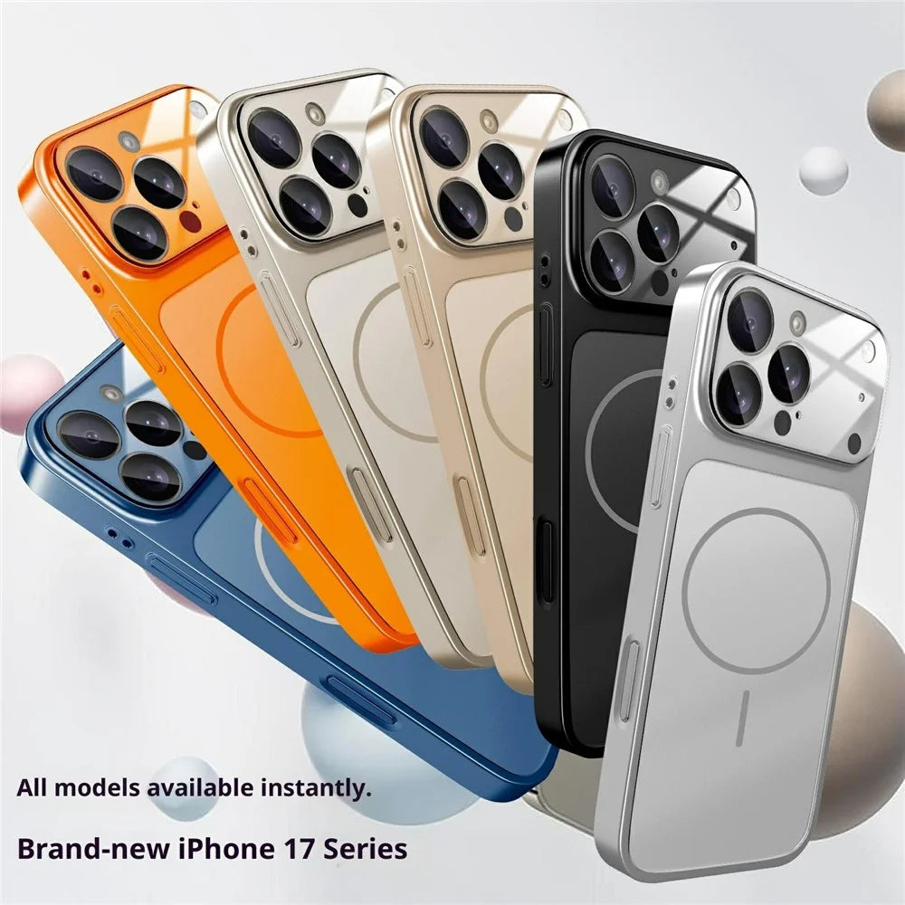 For iPhone 17 Pro Max Magnetic Case Ultra Thin PC Phone Cover with Matte Corning Gorilla Glass Lens Protector - Titanium Grey - 7