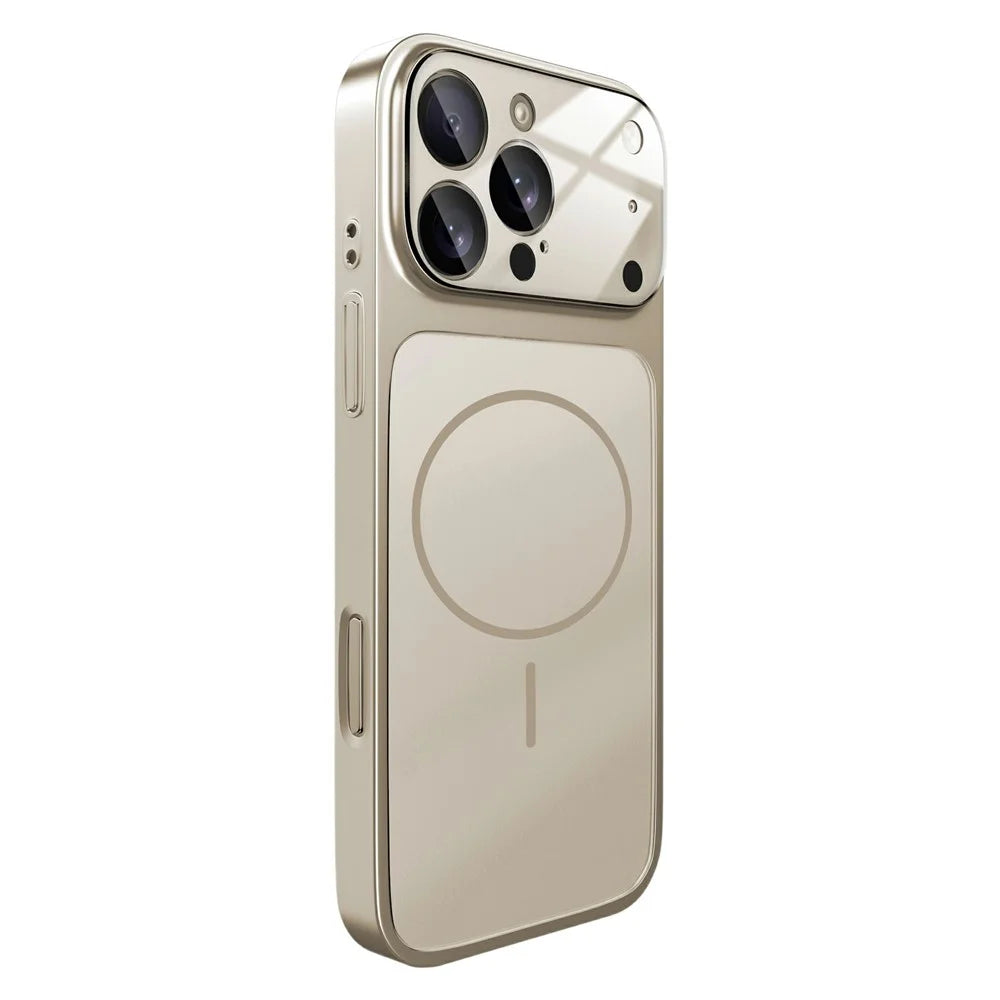 For iPhone 17 Pro Magnetic Case Ultra Thin PC Phone Cover with Matte Corning Gorilla Glass Lens Protector - Titanium Grey - 1