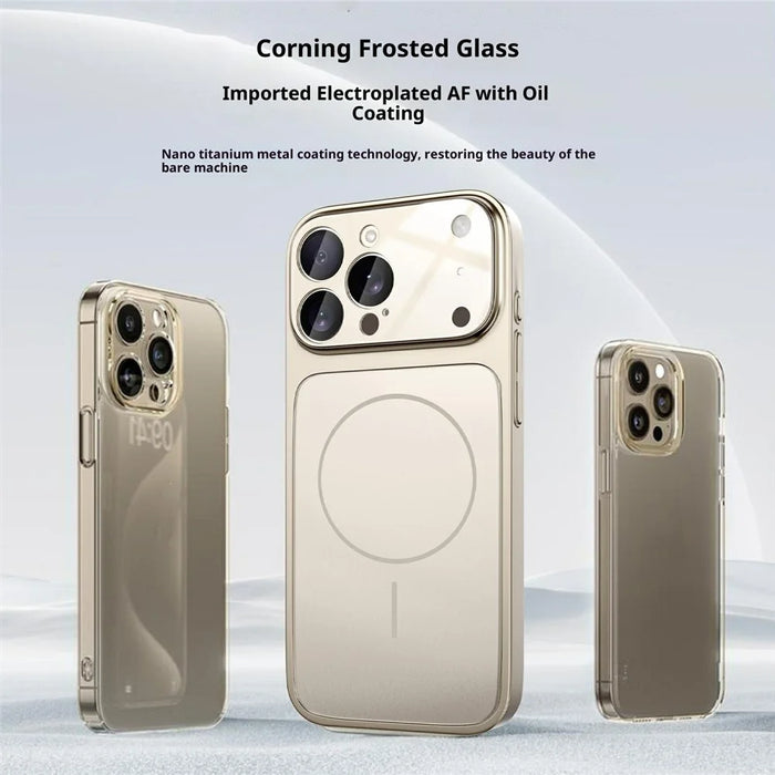 For iPhone 17 Pro Magnetic Case Ultra Thin PC Phone Cover with Matte Corning Gorilla Glass Lens Protector - Titanium Grey - 2