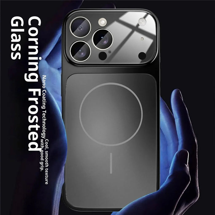 For iPhone 17 Pro Magnetic Case Ultra Thin PC Phone Cover with Matte Corning Gorilla Glass Lens Protector - Titanium Grey - 3