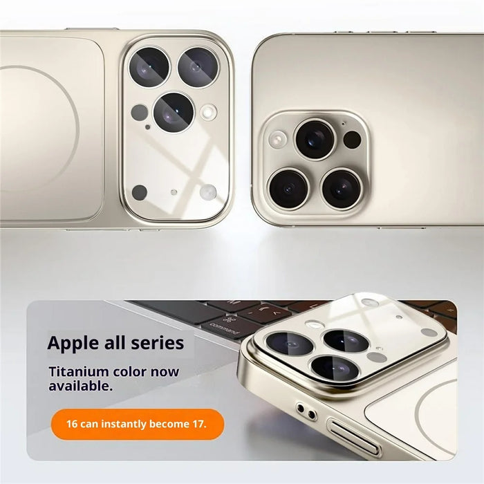 For iPhone 17 Pro Magnetic Case Ultra Thin PC Phone Cover with Matte Corning Gorilla Glass Lens Protector - Titanium Grey - 4