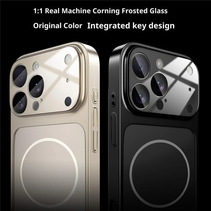 For iPhone 17 Pro Magnetic Case Ultra Thin PC Phone Cover with Matte Corning Gorilla Glass Lens Protector - Titanium Grey - 6