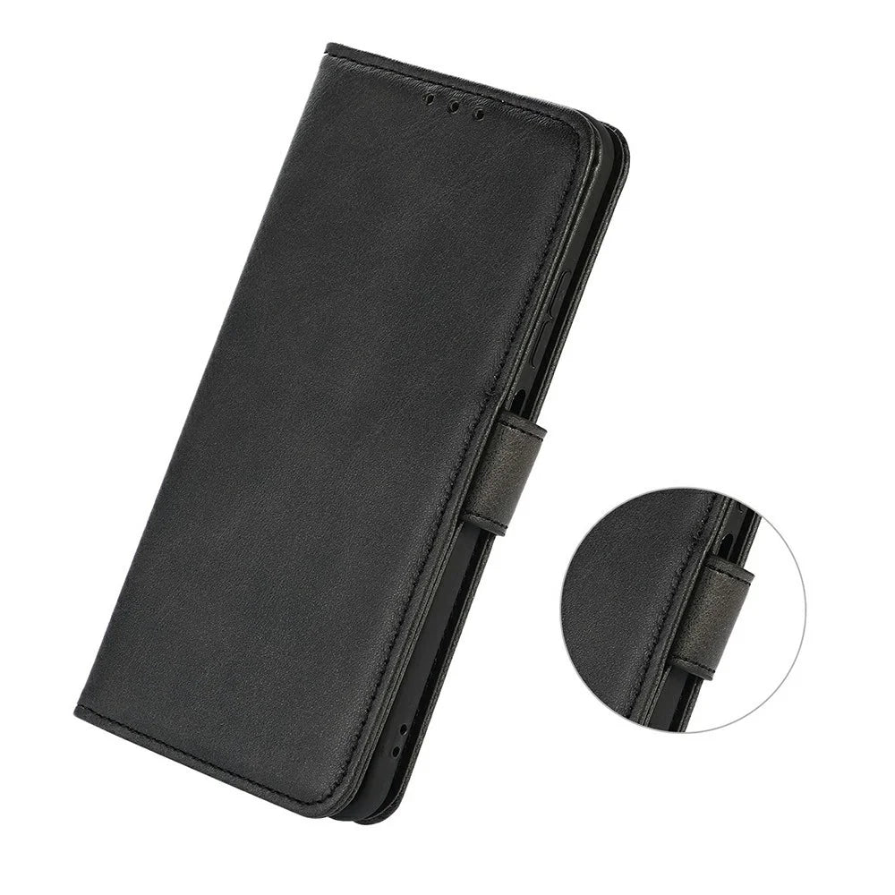 For Samsung Galaxy S26 Case Cowhide Texture Leather Wallet Phone Cover with Stand - Black - 4