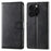 For iPhone 16 Pro Case Stand Wallet Calf Texture PU Leather Flip Phone Cover with Wrist Strap - Black - 1