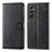 For Samsung Galaxy A35 5G Case Stand Wallet Calf Texture PU Leather Flip Phone Cover with Wrist Strap - Black - 1
