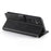 For Samsung Galaxy A35 5G Case Stand Wallet Calf Texture PU Leather Flip Phone Cover with Wrist Strap - Black - 3