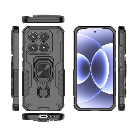 WANLONFENG For Xiaomi 17 Phone Case  PC TPU Back Cover Kickstand with Tempered Glass - Black - 2
