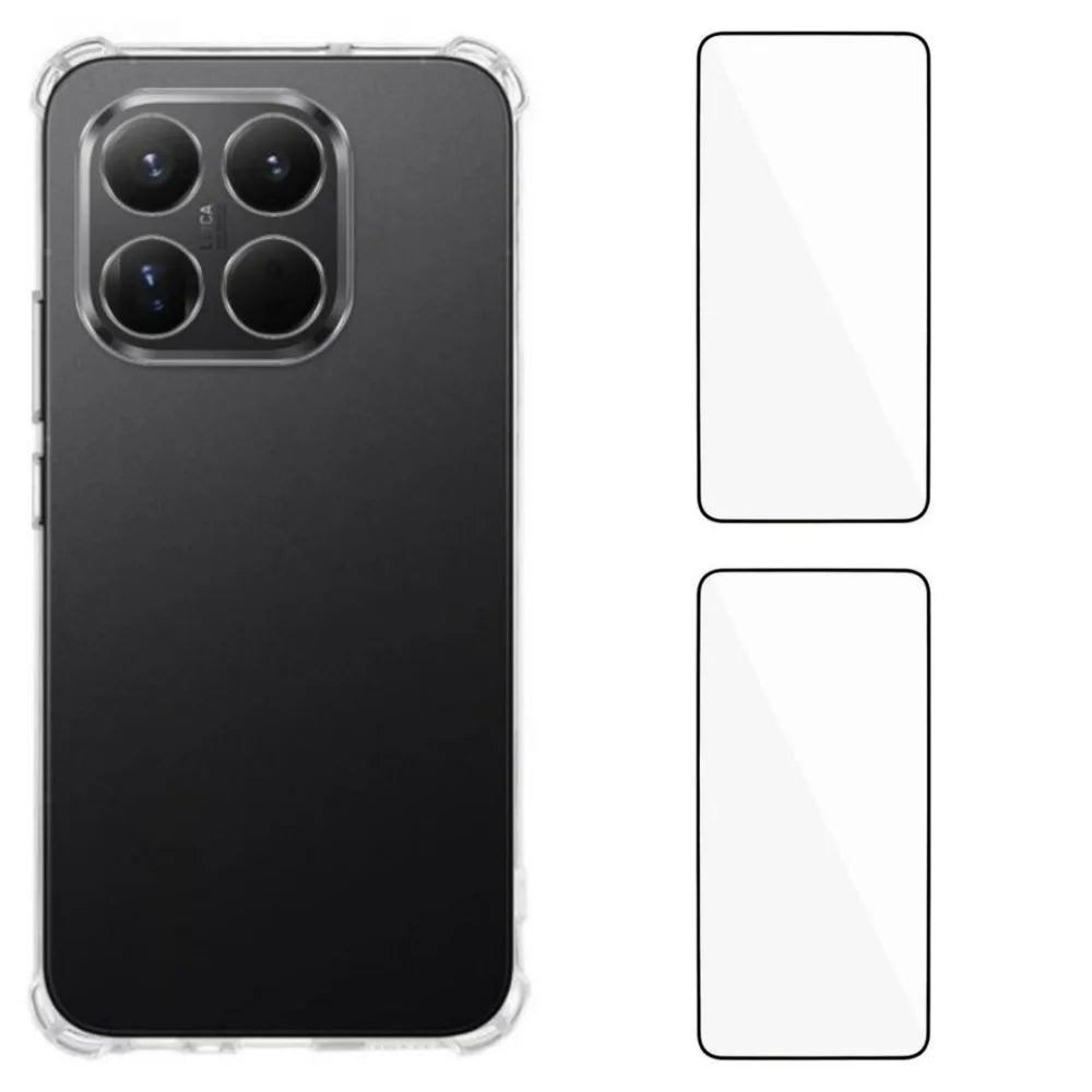 WANLONFENG For Xiaomi 15T TPU Case  WL3 Series 1.5mm Phone Cover with 2Pcs Tempered Glass Films - Transparent - 1
