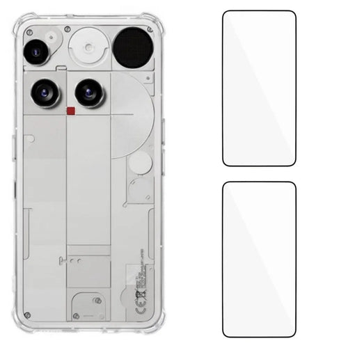 WANLONFENG For Nothing Phone (3) 5G TPU Case  WL3 Series 1.5mm Phone Cover with 2Pcs Tempered Glass Films - Transparent - 1