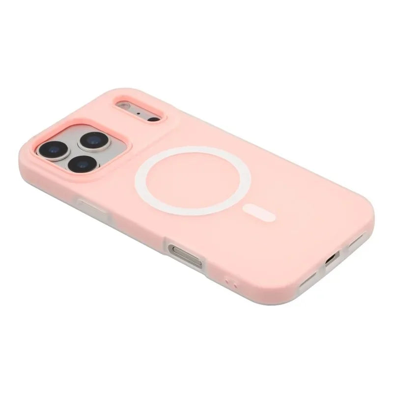 WANLONFENG For iPhone 17 Pro Magnetic Case  ML Series Matte PC TPU Phone Cover Large Cutouts with 2Pcs Screen Film - Pink - 5