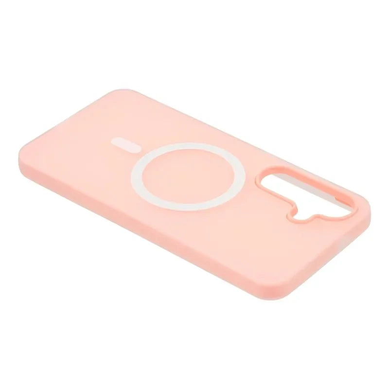 WANLONFENG For Samsung Galaxy S24 Magnetic Case  ML Series Matte PC TPU Phone Cover Large Cutouts with 2Pcs Screen Film - Pink - 6