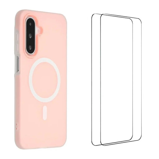 WANLONFENG For Samsung Galaxy A16 5G / Galaxy A16 4G Magnetic Case  ML Series Matte PC TPU Phone Cover Large Cutouts with 2Pcs Screen Film - Pink - 1