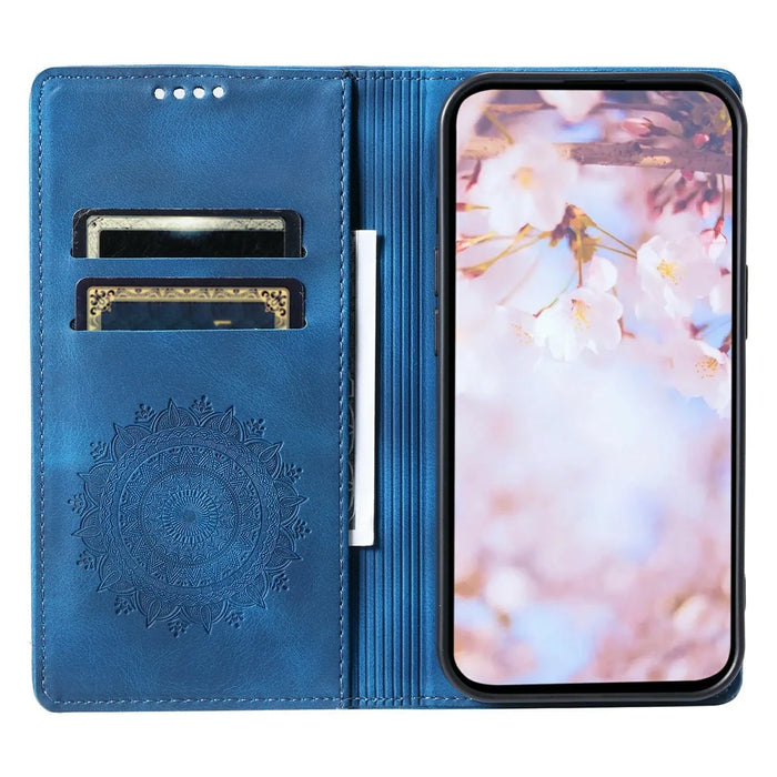 For Samsung Galaxy S26 Case Magnetic Closing Leather Phone Cover Pattern Imprinted - Blue - 2