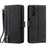 For Samsung Galaxy S26 Case 9 Card Slots Zipper Wallet PU Leather Phone Cover with Wrist Strap - Black - 1